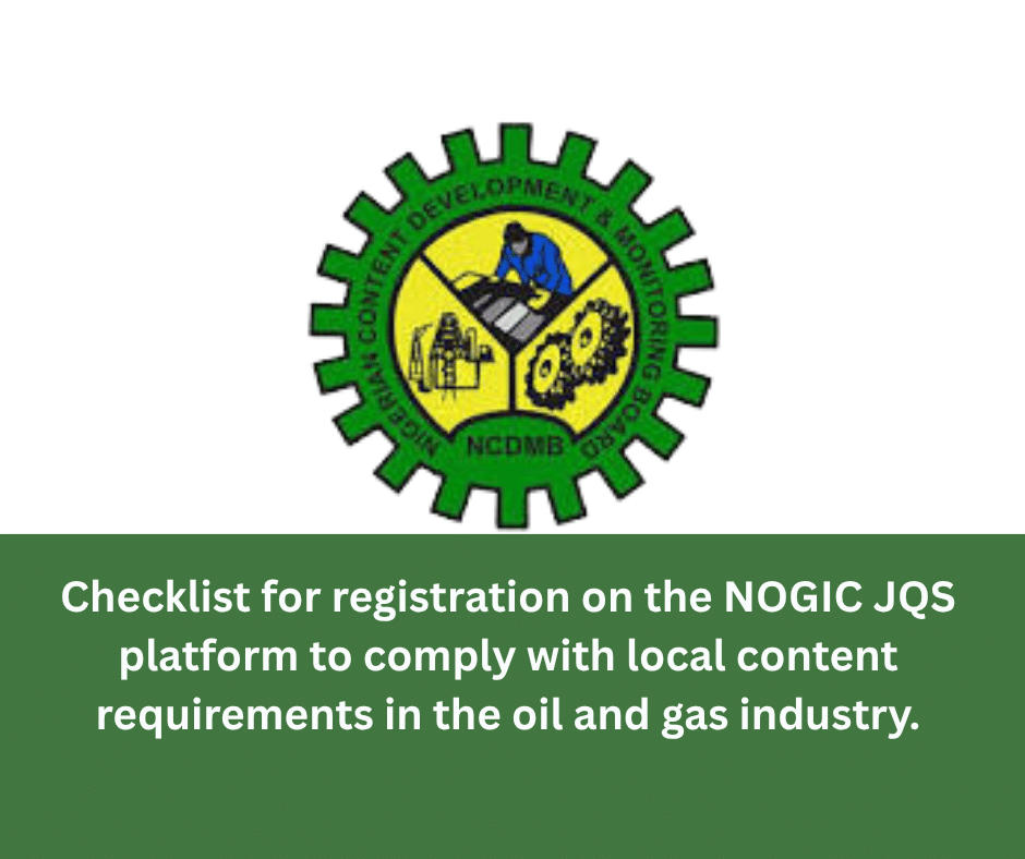 NCDMB NOGIC JQS Registration Requirements